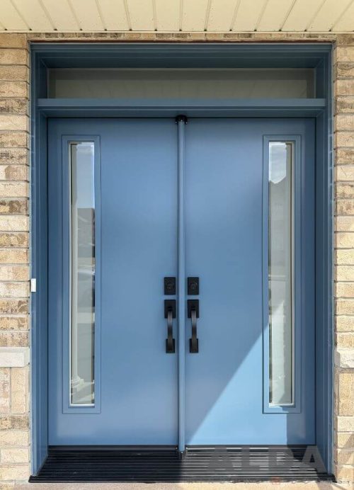 coastal blue double front door