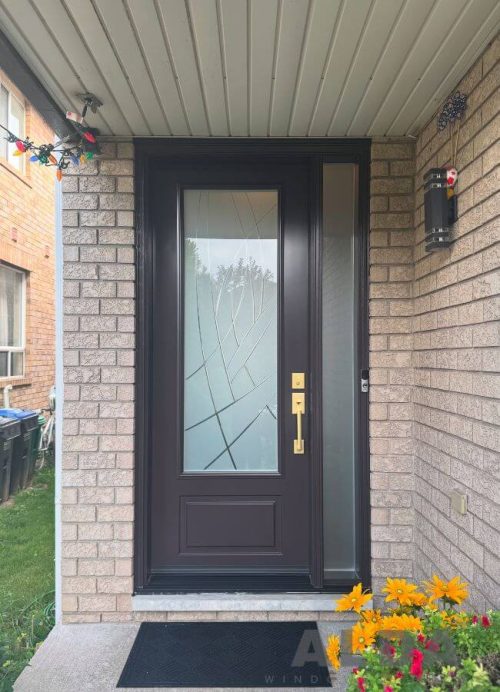 Brown steel front door glass sidelite alda