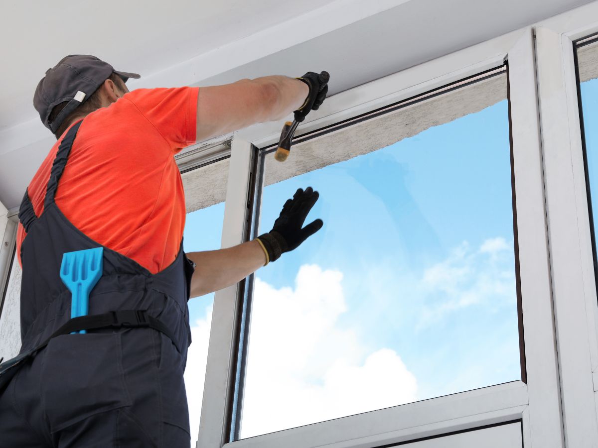 man installing windows