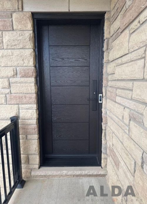 black fiberglass exterior door multipoint lock