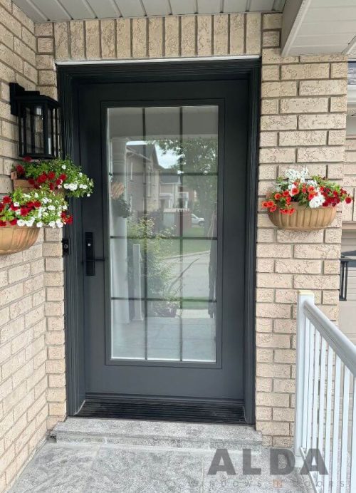 grey entry door oversized glass