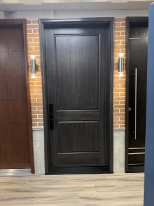 alda showroom black woodgrain entry door display