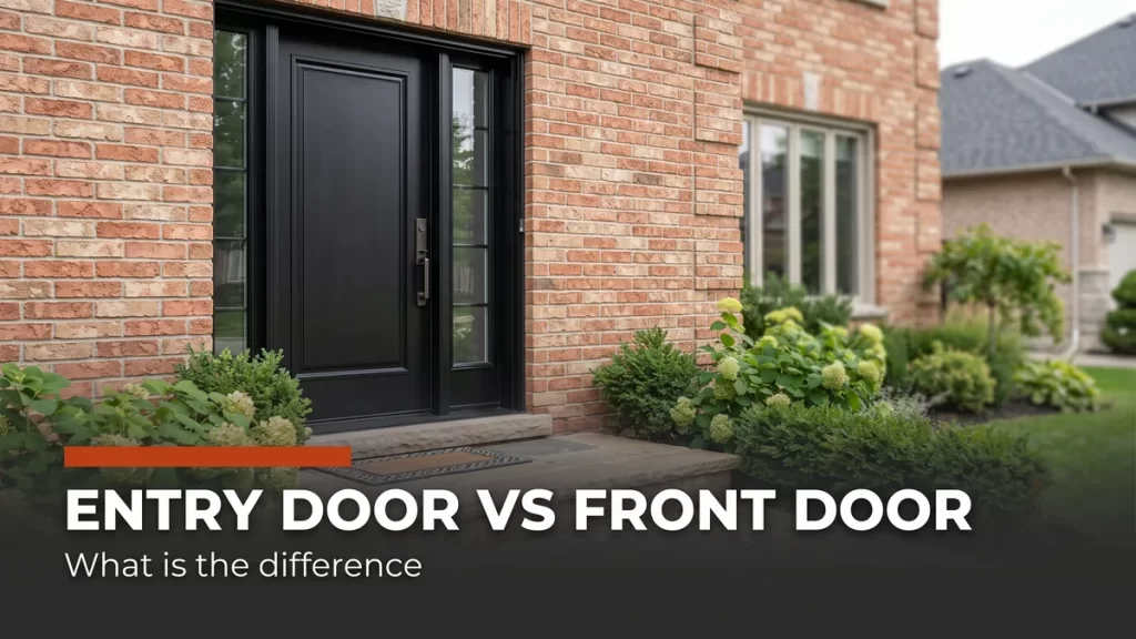 Entry door vs front door guide banner from ALDA Windows and Doors GTA