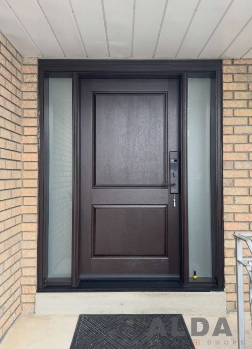 dark brown wood grain front door