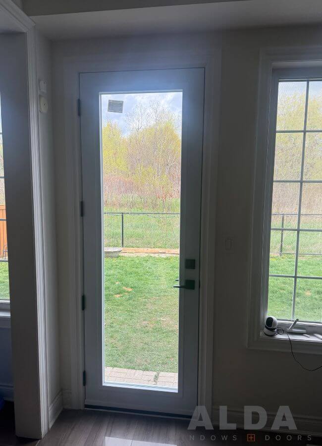 white steel door backyard view white steel door backyard view
